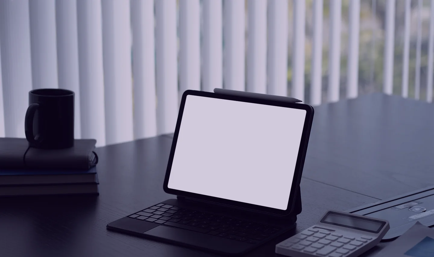 Work area with tablet